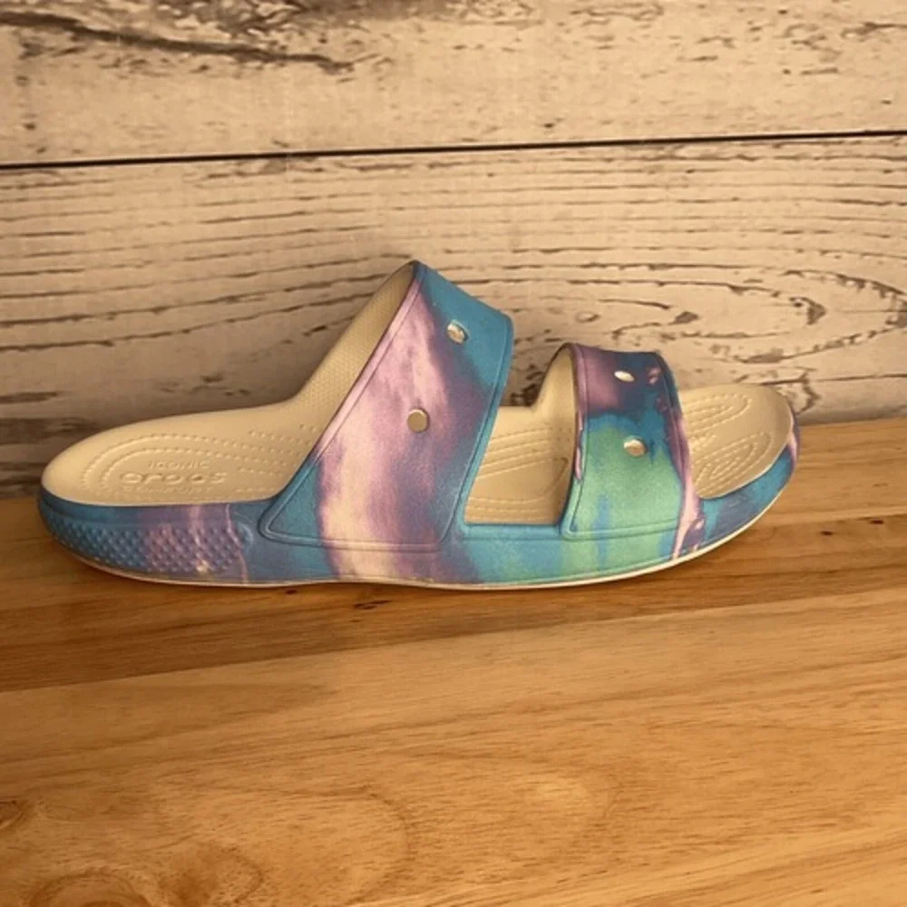 Classic Crocs Open Toe Sandals Unisex‎ Solarized Men's 9 White / Purple Women-11